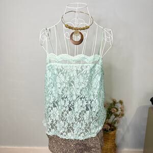 Stunning blue vintage 60s lace lingerie tank top